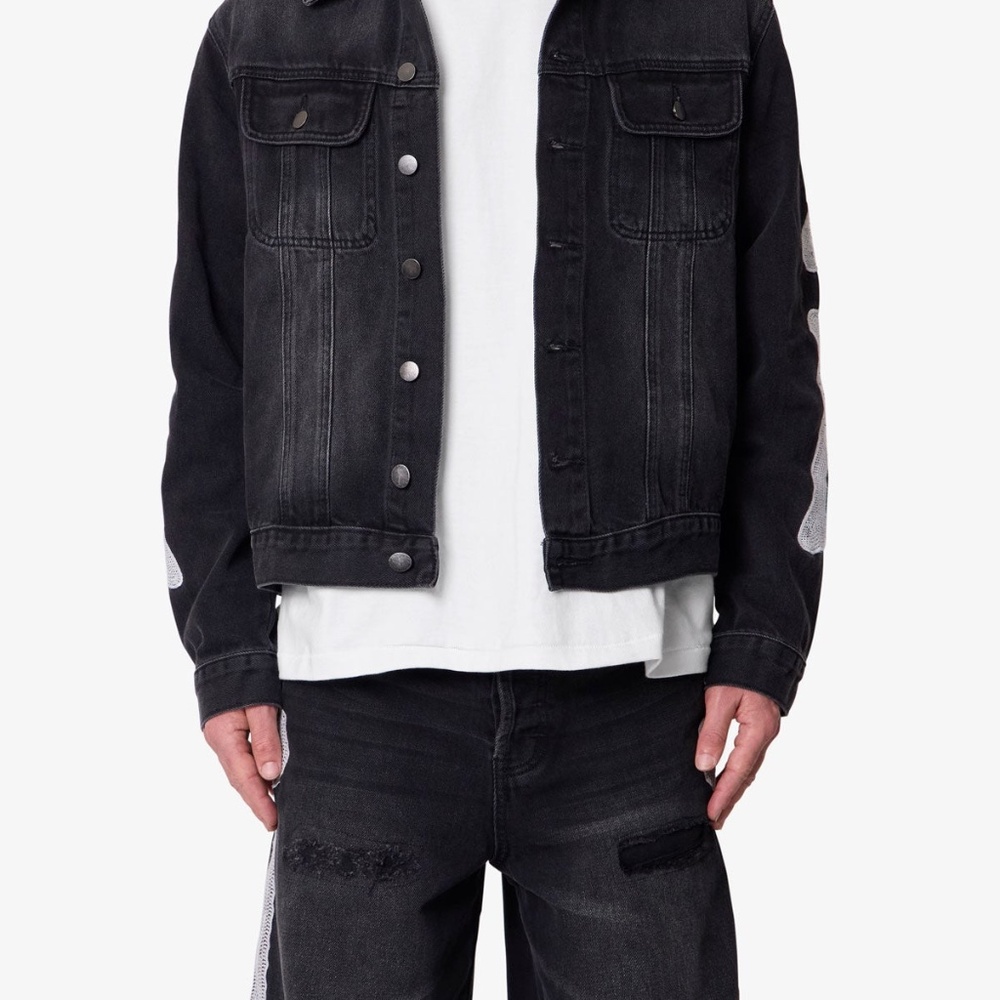 mnml Skeleton Trucker Jacket - Washed Black Size XXLWashed Black / XXL